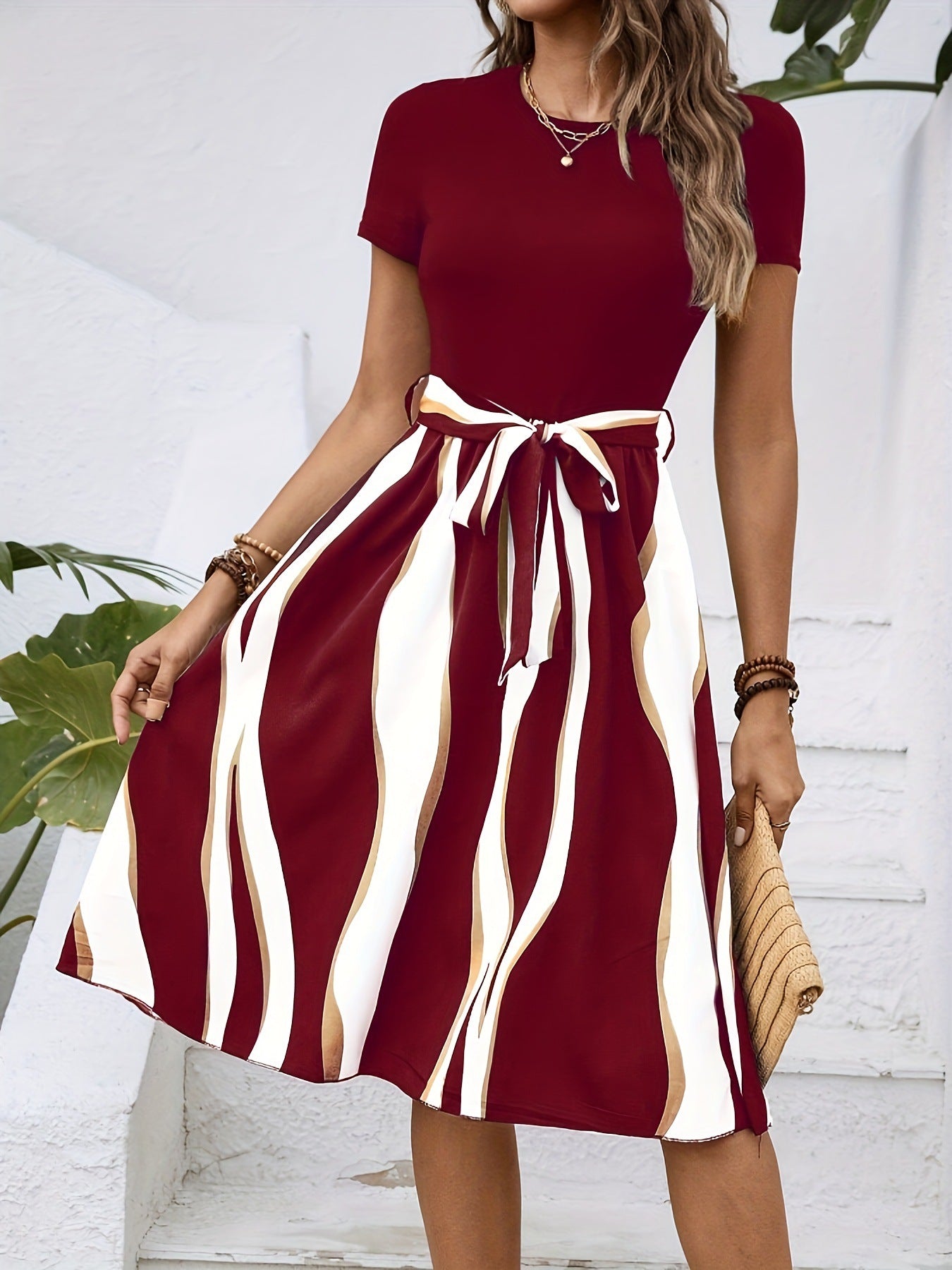 Multi-color Printed Strap Dress
