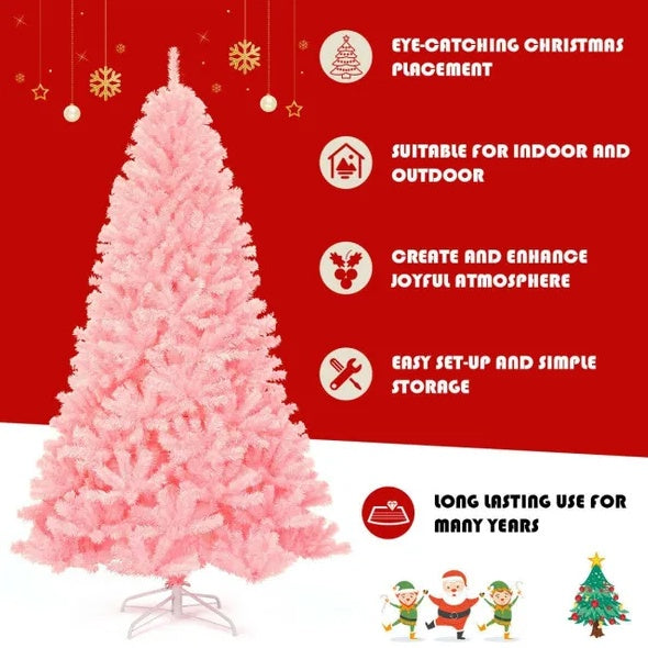 7.5 Feet Hinged Artificial Christmas Tree PINK