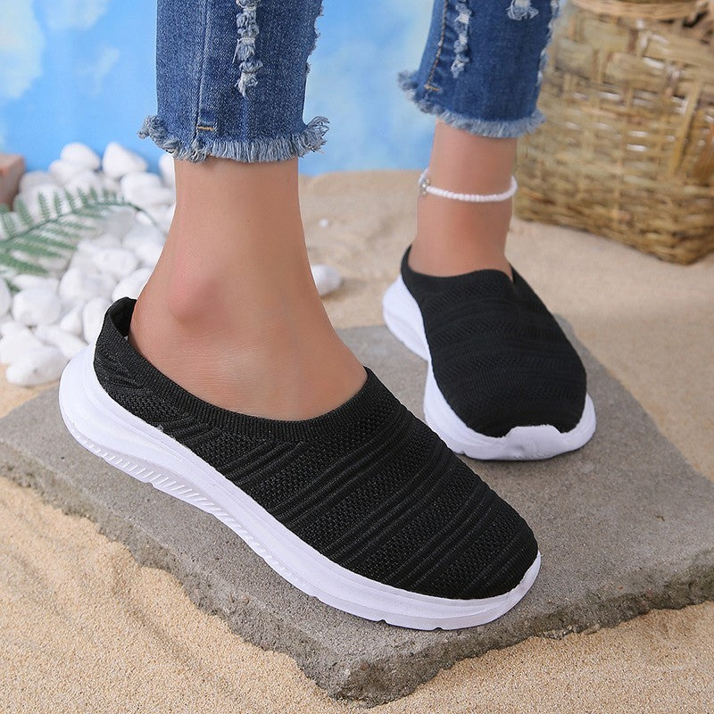 Mesh Half Slippers Summer Wedge