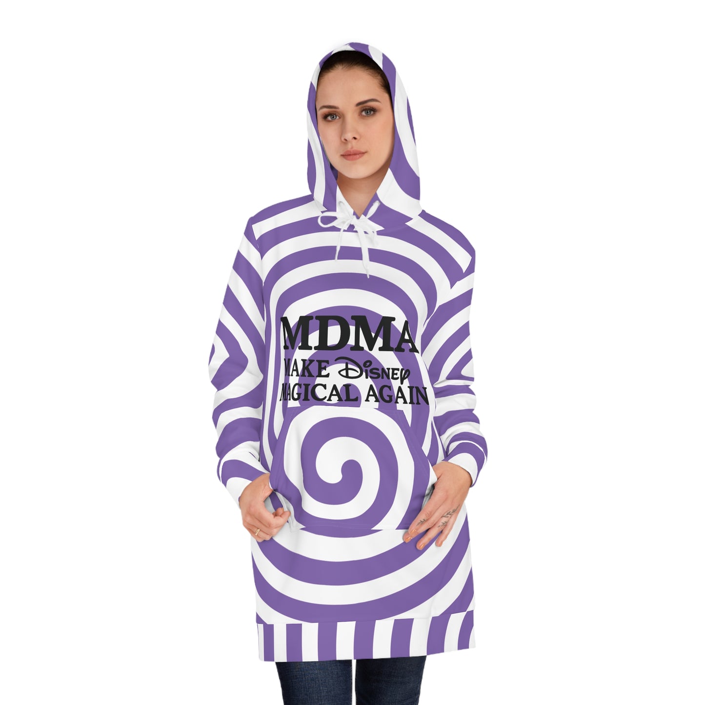 Women's Hoodie Dress - MDMA Make Disney Magical Again, Unique Casual Dress, Cozy Fashion, Gifts for Disney Fans, Fun Theme Park Wear