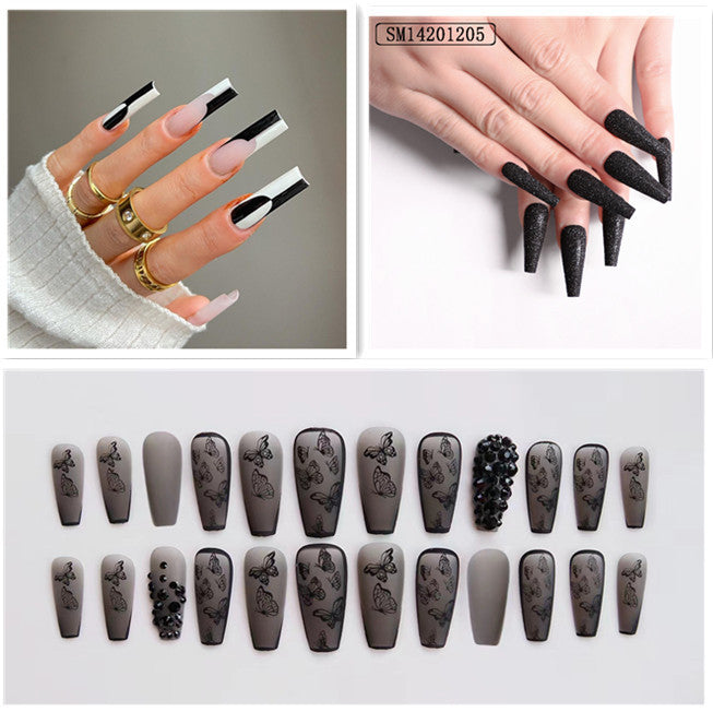 Phantom Dark Butterfly Fake Nails