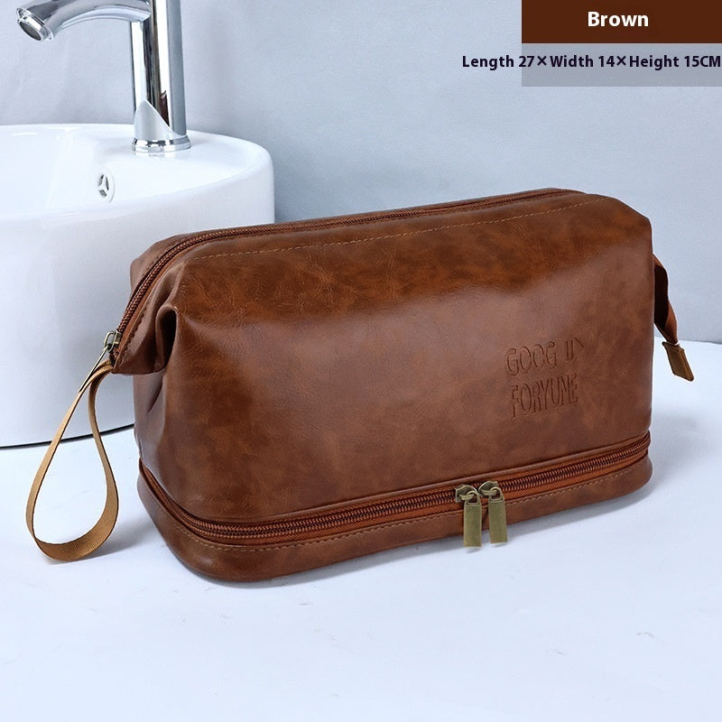 Men's Toiletry Bag British Style Double Layer Large Capacity