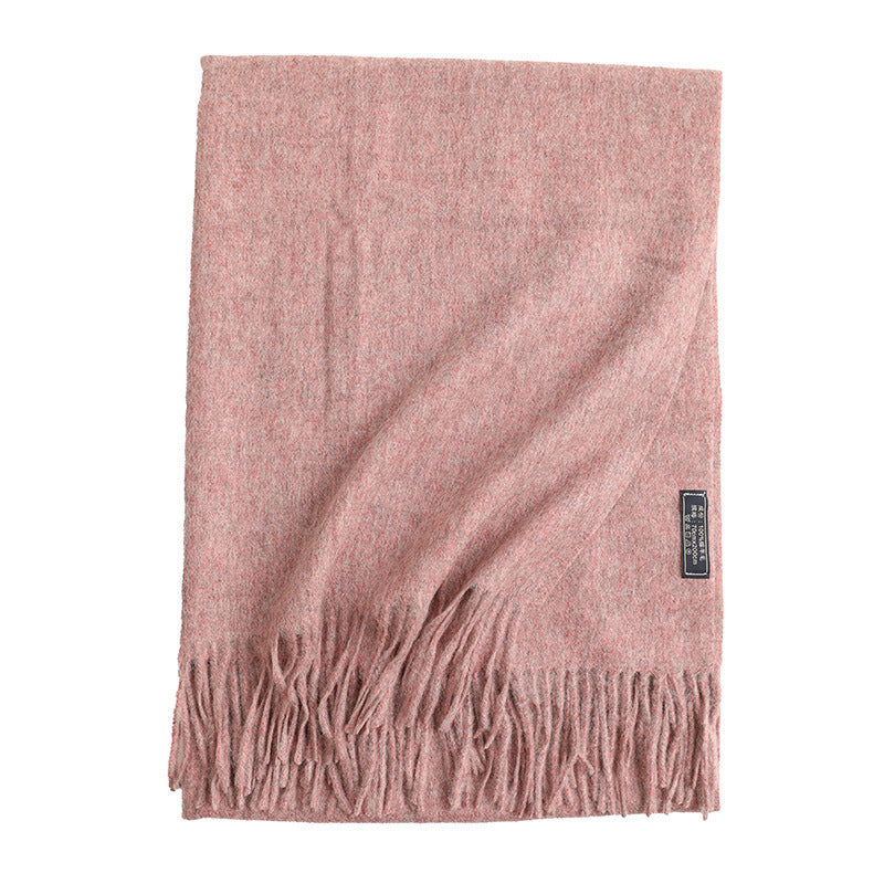 Solid Color Wool Long Tassel Scarf