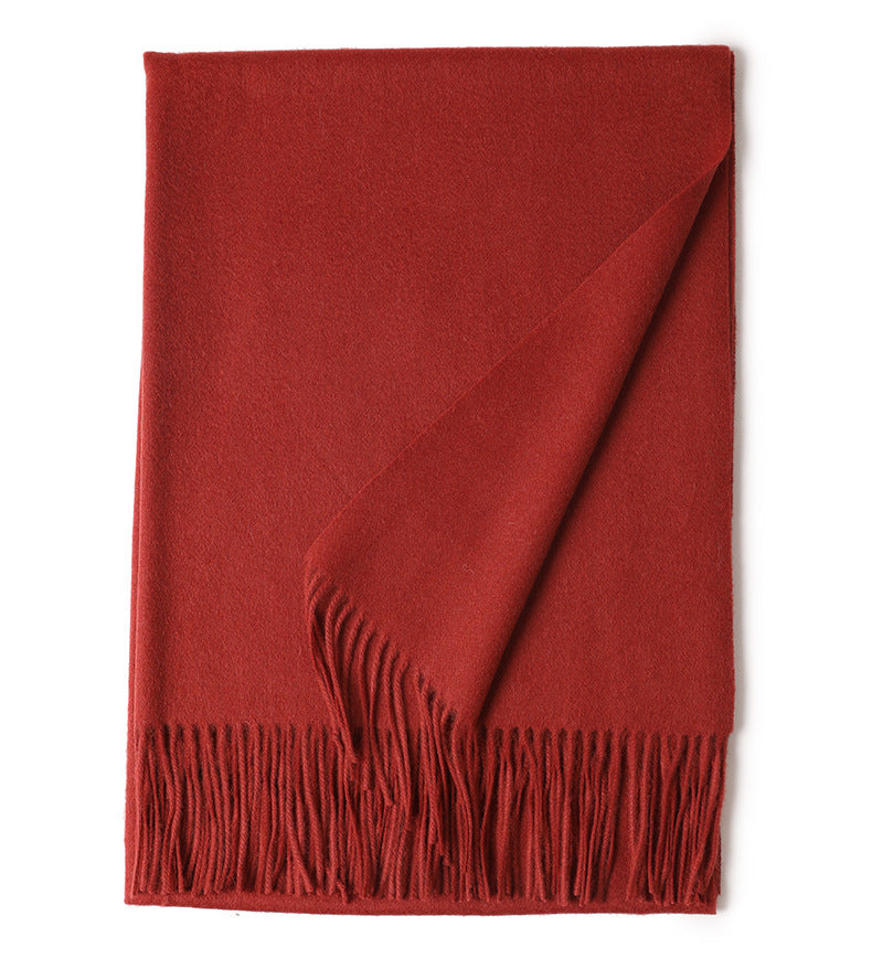 Solid Color Wool Long Tassel Scarf