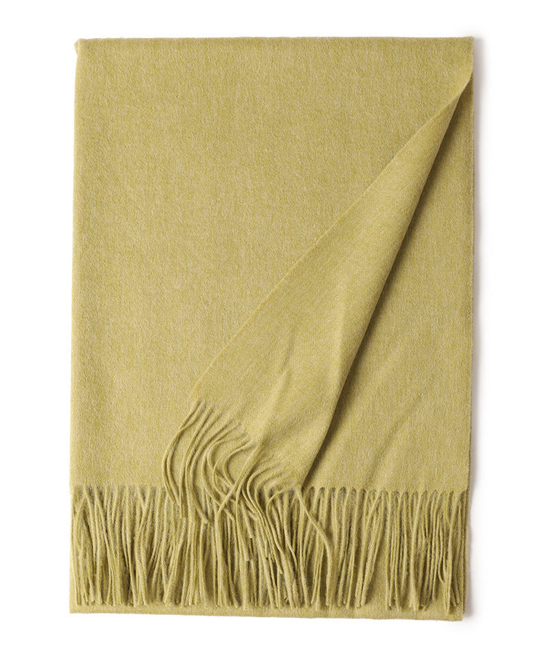 Solid Color Wool Long Tassel Scarf