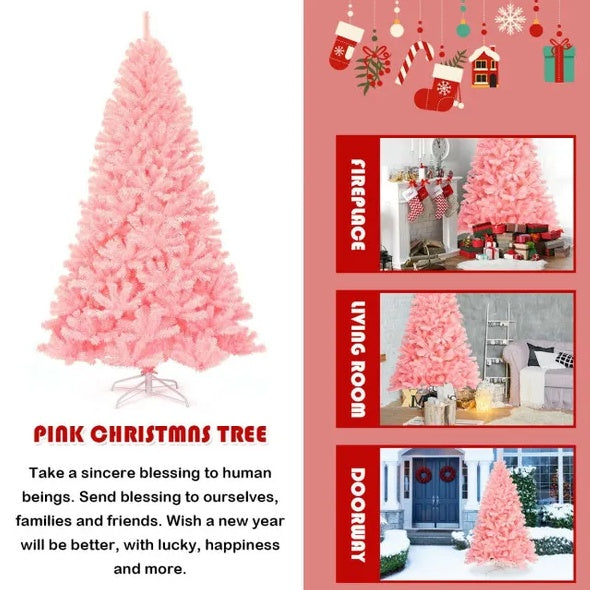 7.5 Feet Hinged Artificial Christmas Tree PINK