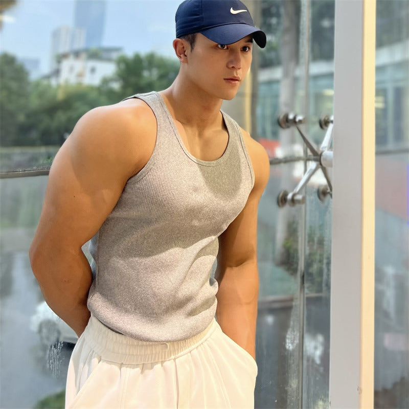 Thick Thread Fitted Stretch Sleeveless shirt