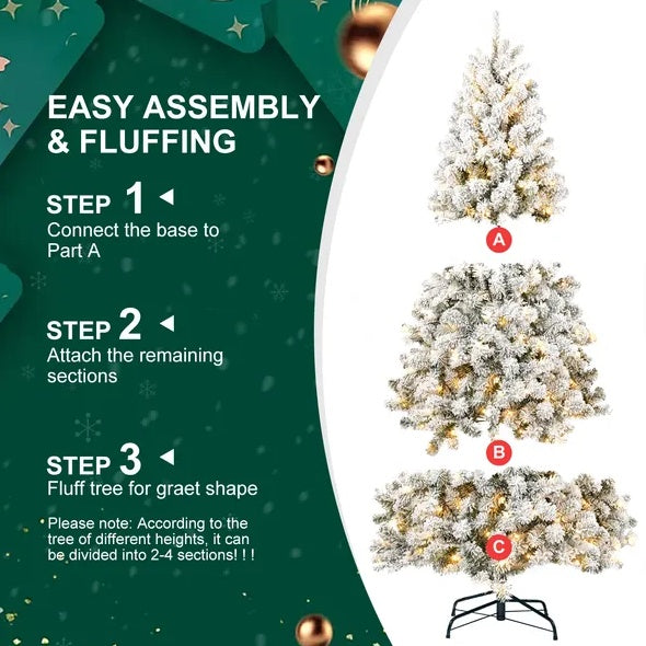 5ft Pre-lit Flocked Artificial Christmas Tree Environmentally Friendly Fireproof