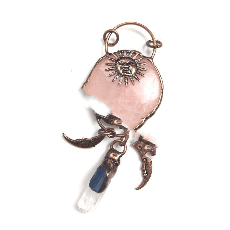 Natural Rose Quartz Moon Necklace