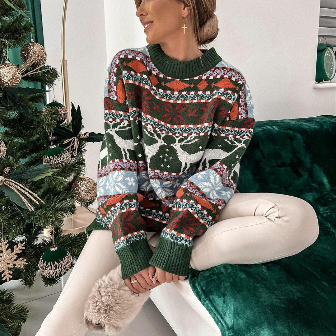 Women's Fashion Round Neck Loose Long Sleeve Sweater