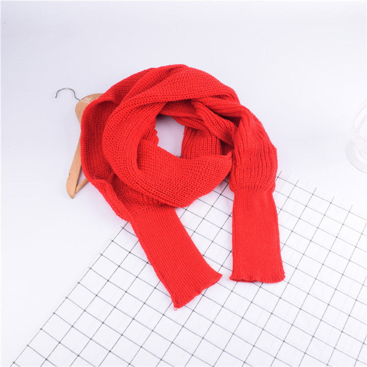 Knitted Wool Scarf Shawl With Sleeves