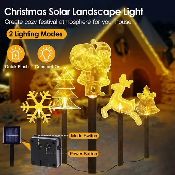 5Pcs Mixed Christmas Decoration Light Solar Stake Light