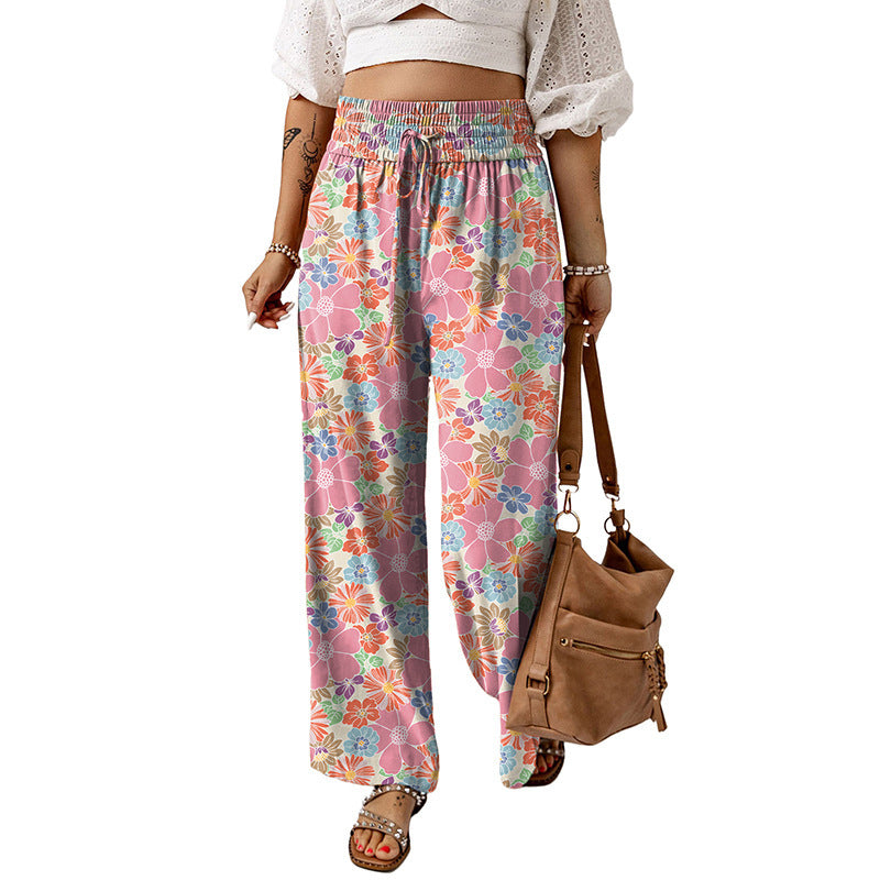 Floral Print High Waist Wide Leg Pants