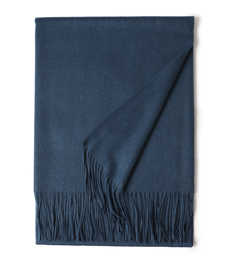 Solid Color Wool Long Tassel Scarf