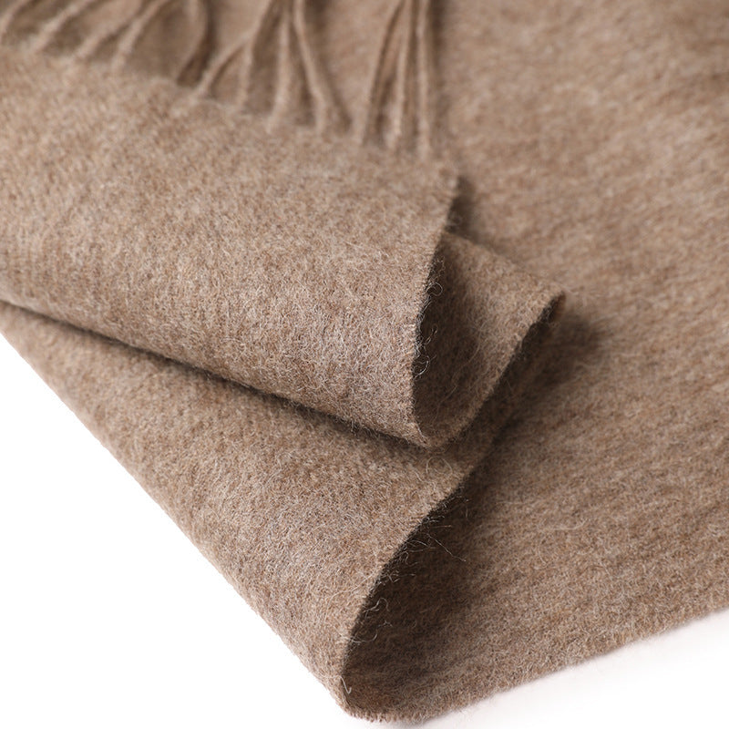 Solid Color Wool Long Tassel Scarf