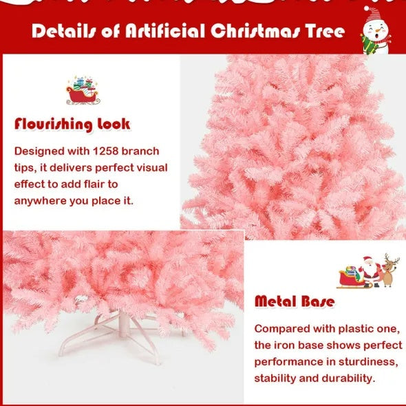 7.5 Feet Hinged Artificial Christmas Tree PINK