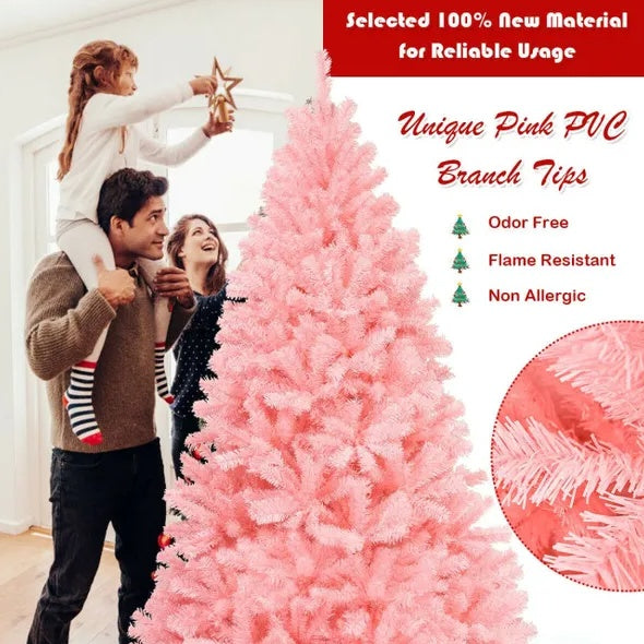 7.5 Feet Hinged Artificial Christmas Tree PINK