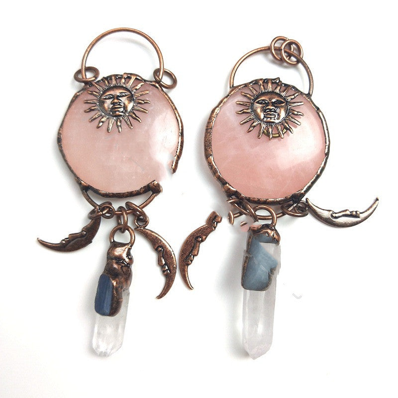 Natural Rose Quartz Moon Necklace