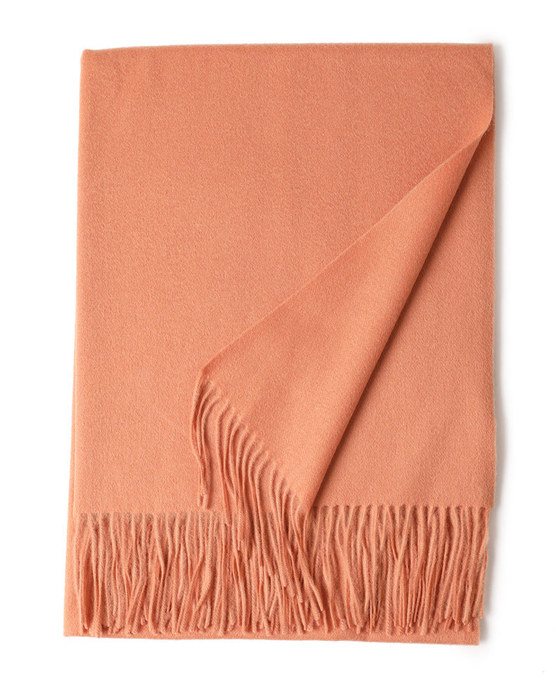 Solid Color Wool Long Tassel Scarf