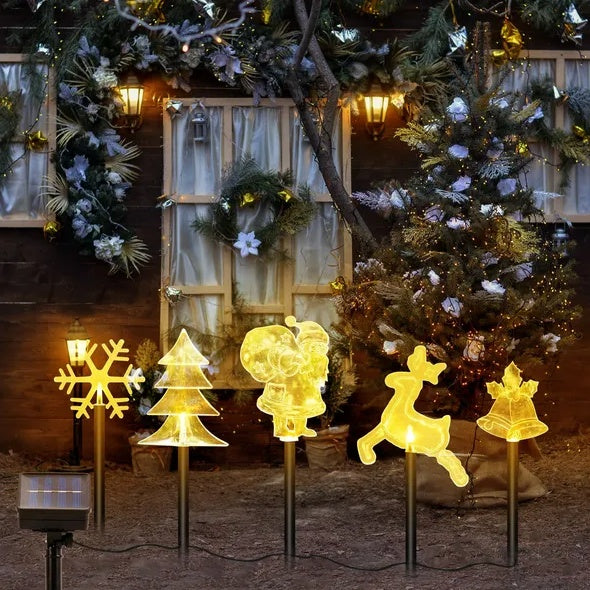 5Pcs Mixed Christmas Decoration Light Solar Stake Light