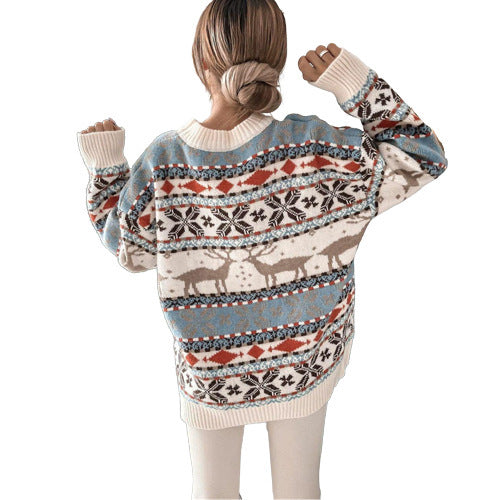 Women's Fashion Round Neck Loose Long Sleeve Sweater
