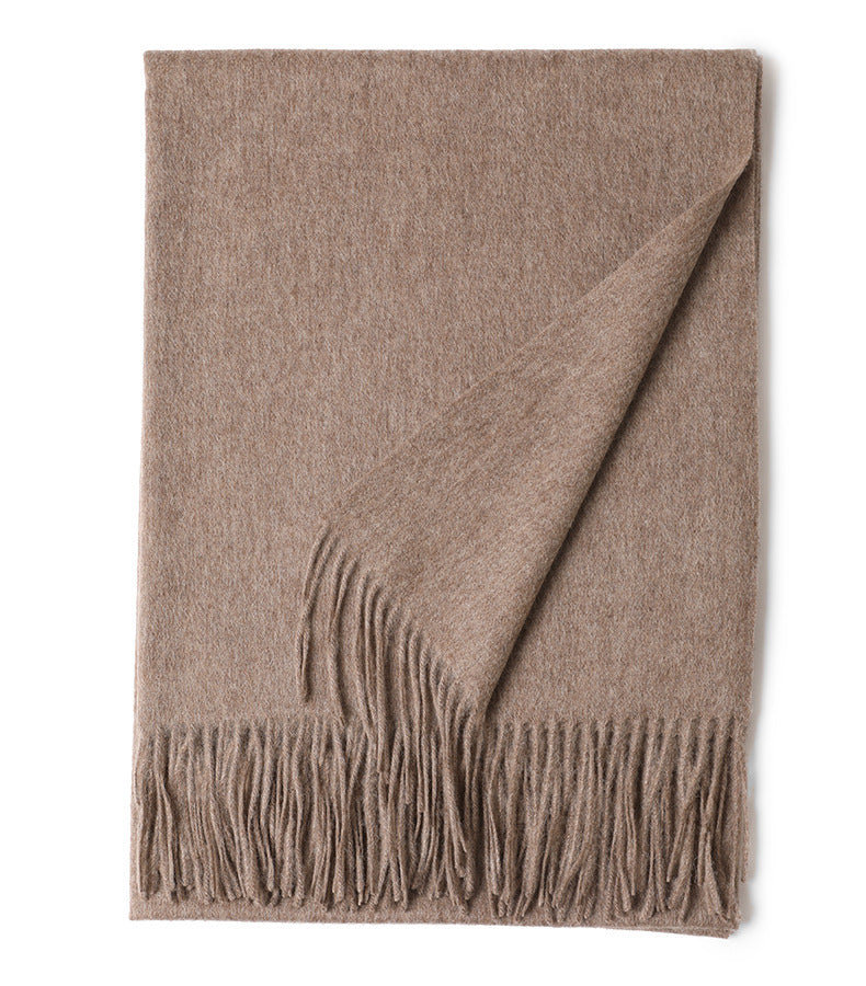 Solid Color Wool Long Tassel Scarf