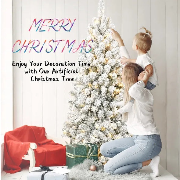 5ft Pre-lit Flocked Artificial Christmas Tree Environmentally Friendly Fireproof