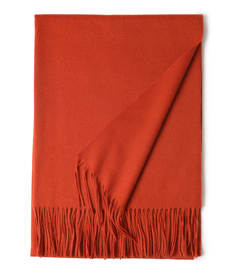 Solid Color Wool Long Tassel Scarf
