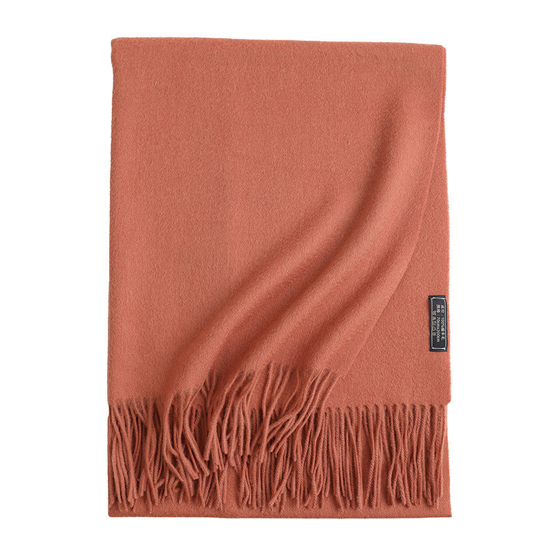 Solid Color Wool Long Tassel Scarf