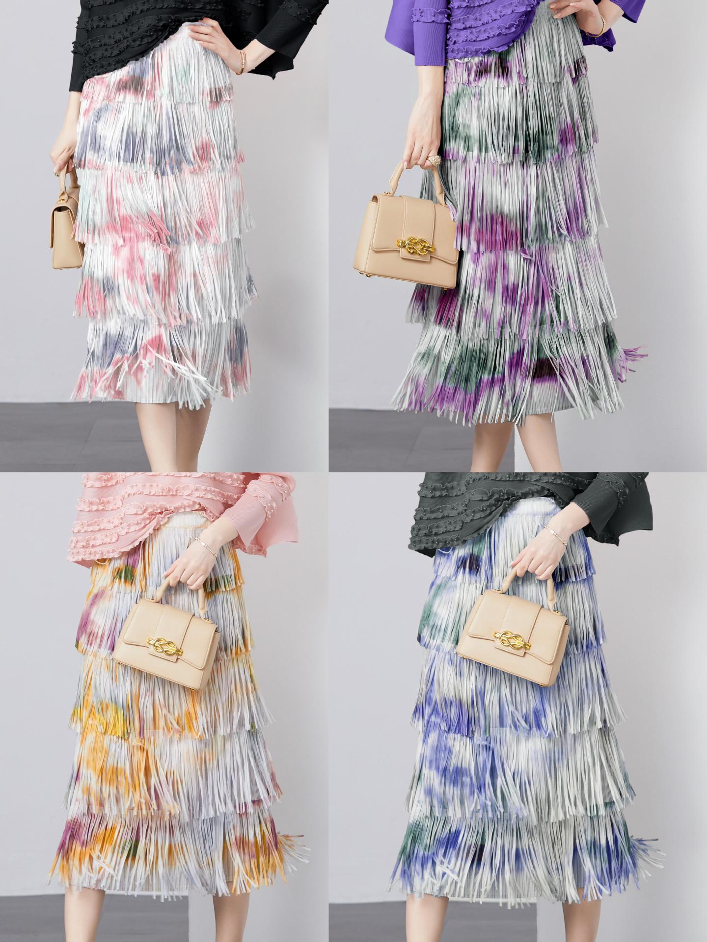 Vintage Tie-dyed Tassels Skirt