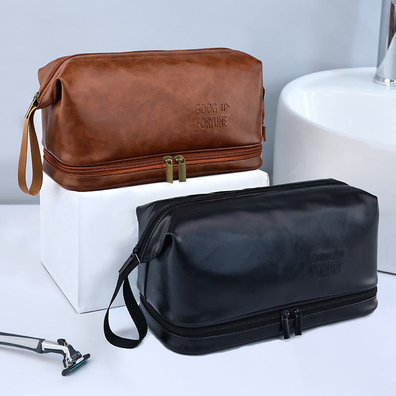 Men's Toiletry Bag British Style Double Layer Large Capacity