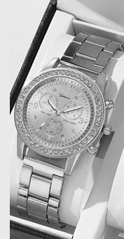 Three-eye Quartz Diamond-embedded Watch or SET