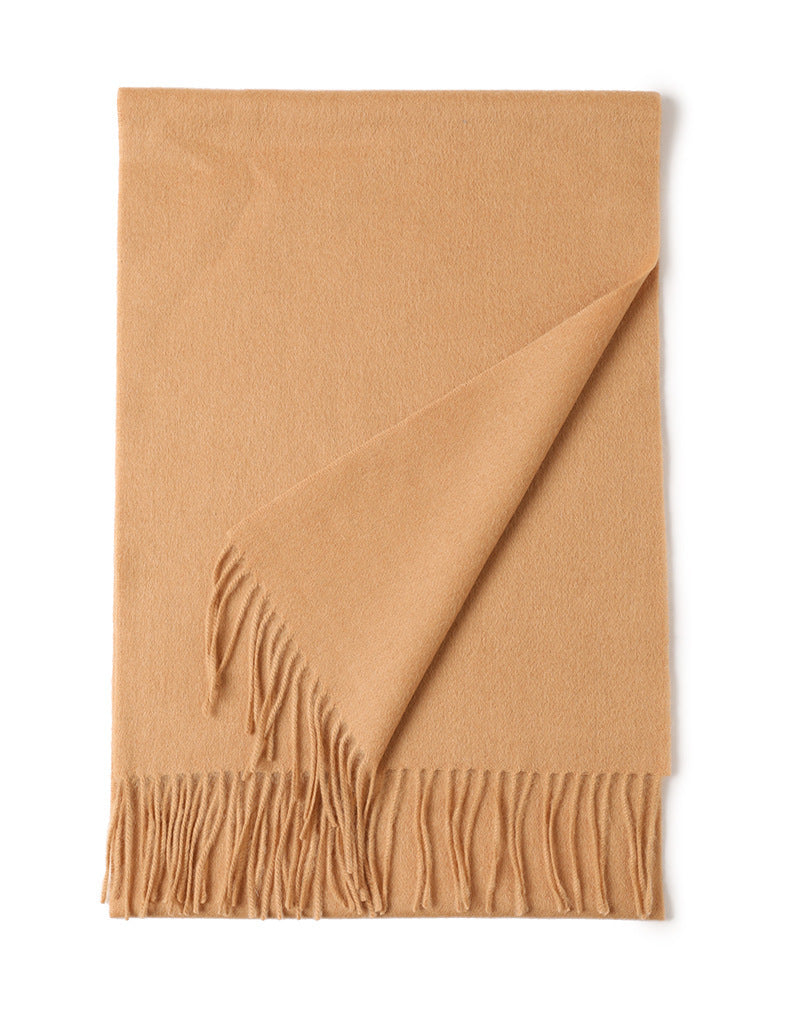 Solid Color Wool Long Tassel Scarf