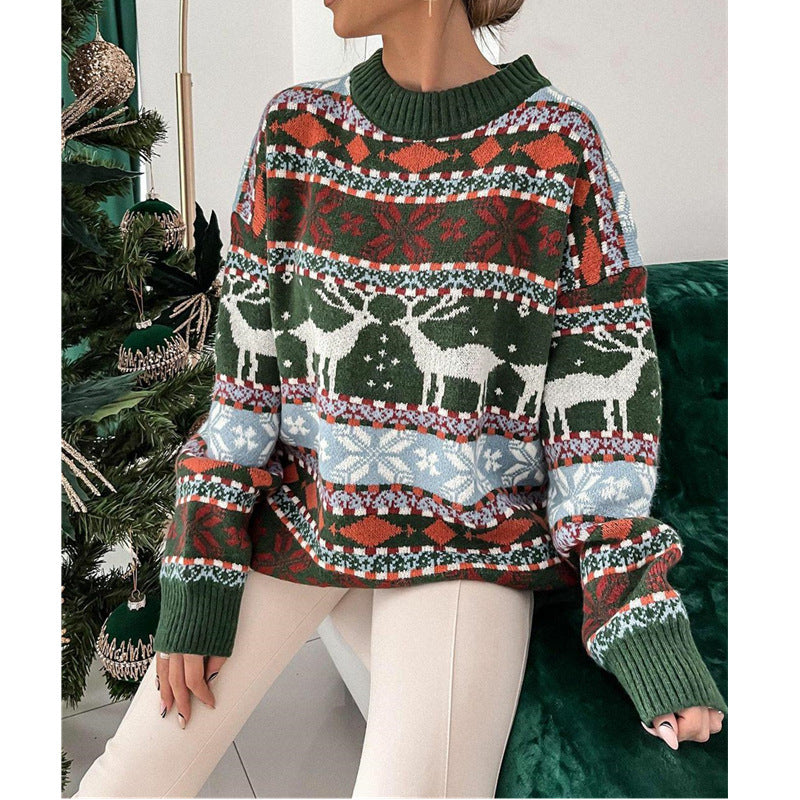 Women's Fashion Round Neck Loose Long Sleeve Sweater