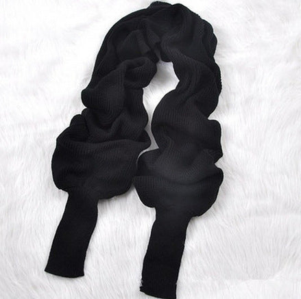 Knitted Wool Scarf Shawl With Sleeves