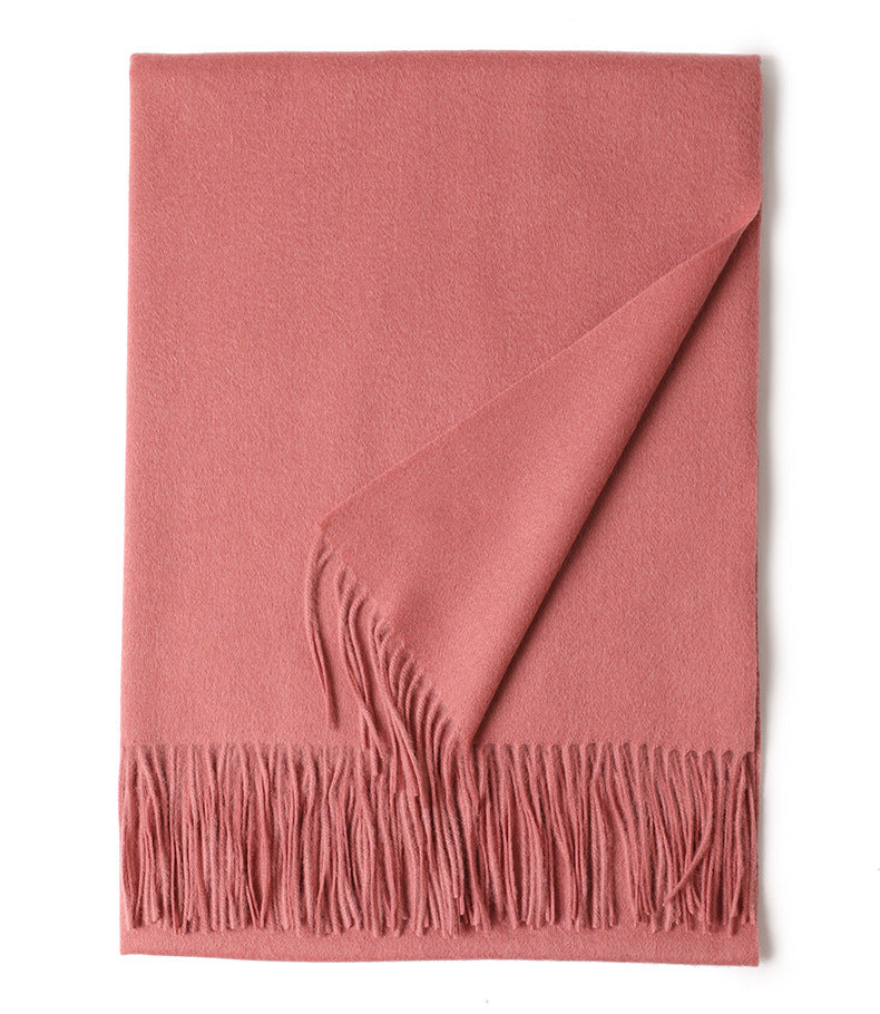 Solid Color Wool Long Tassel Scarf