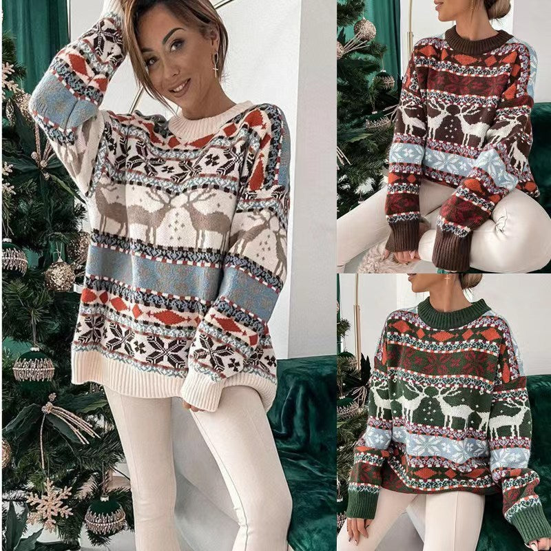 Women's Fashion Round Neck Loose Long Sleeve Sweater