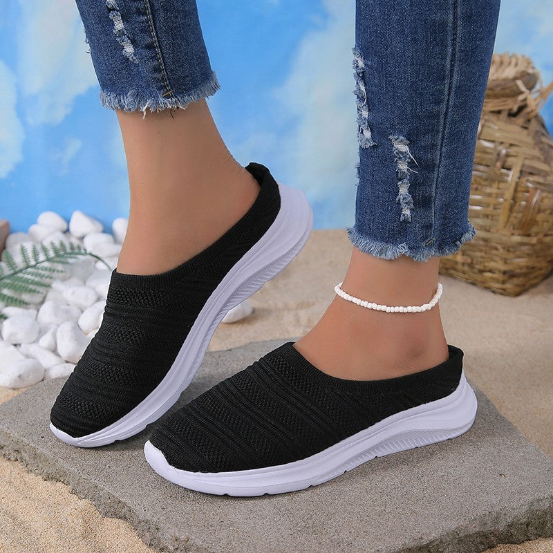 Mesh Half Slippers Summer Wedge