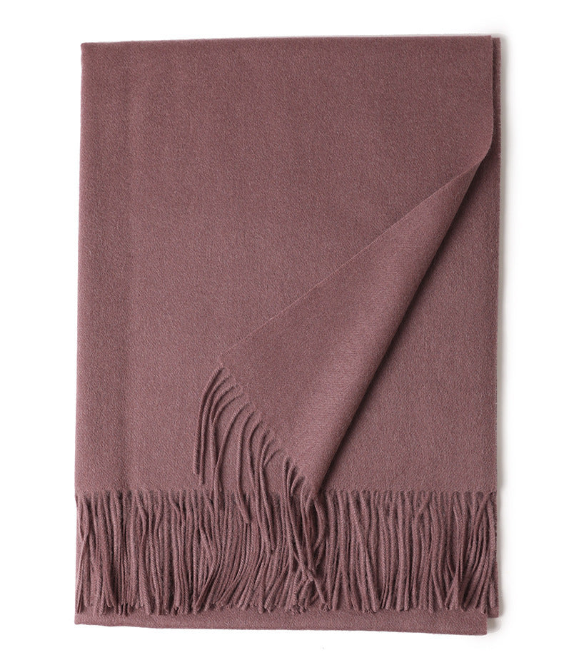 Solid Color Wool Long Tassel Scarf