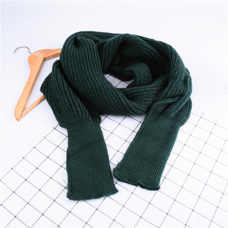 Knitted Wool Scarf Shawl With Sleeves