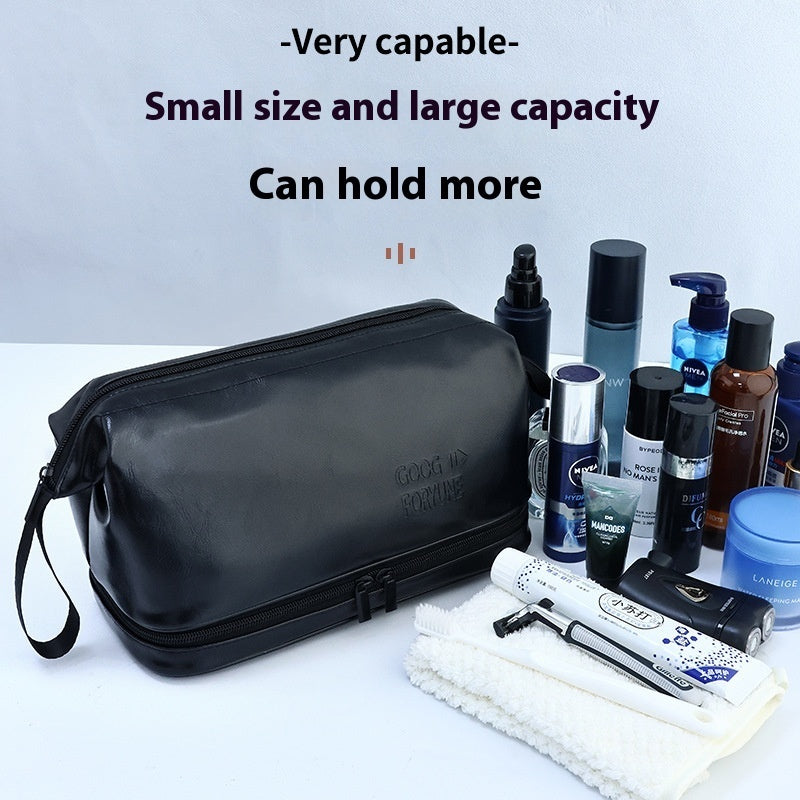 Men's Toiletry Bag British Style Double Layer Large Capacity