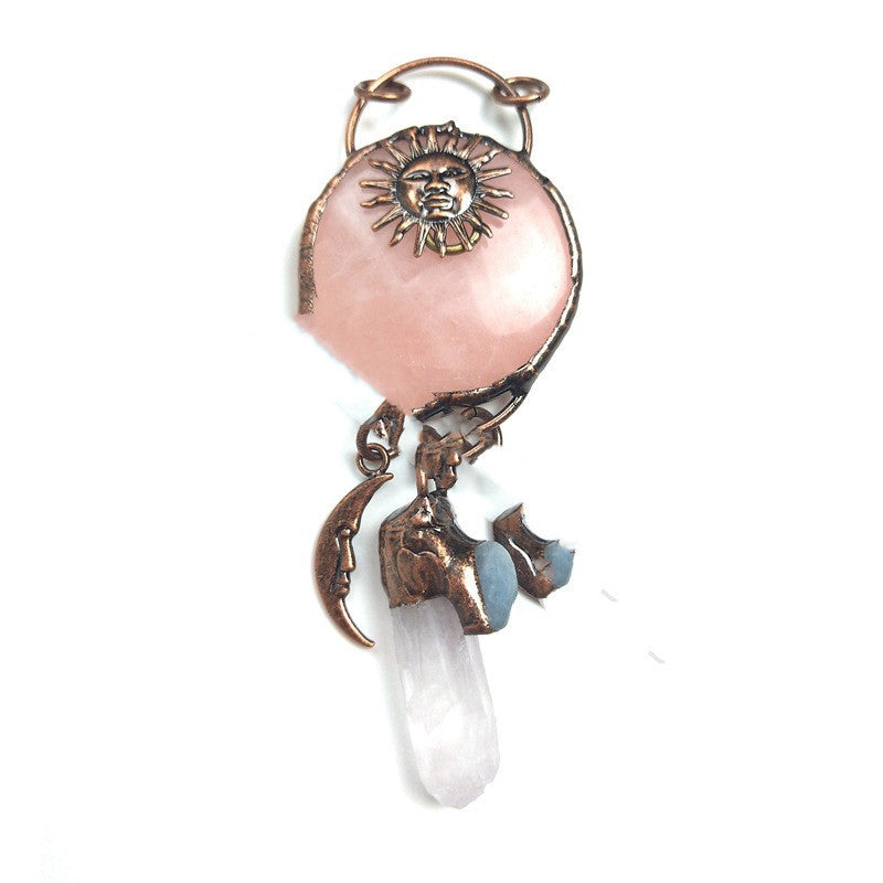 Natural Rose Quartz Moon Necklace