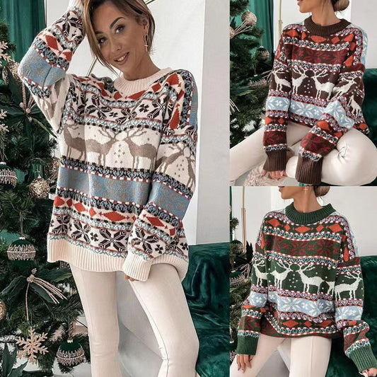 Women's Fashion Round Neck Loose Long Sleeve Sweater