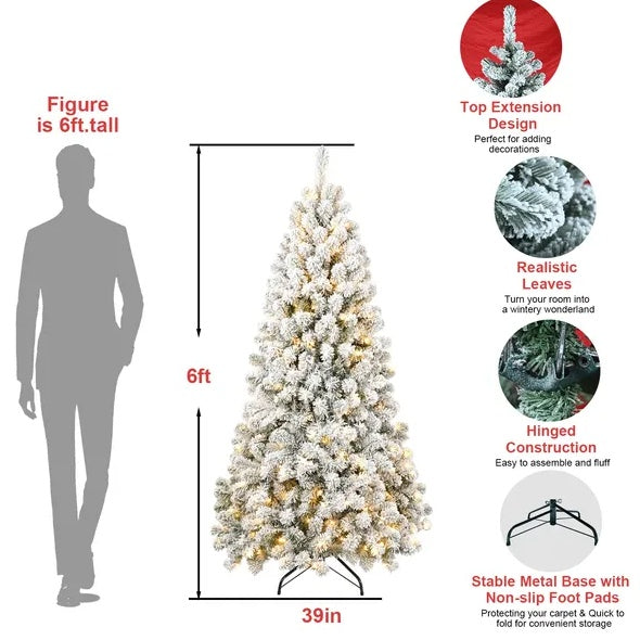 5ft Pre-lit Flocked Artificial Christmas Tree Environmentally Friendly Fireproof