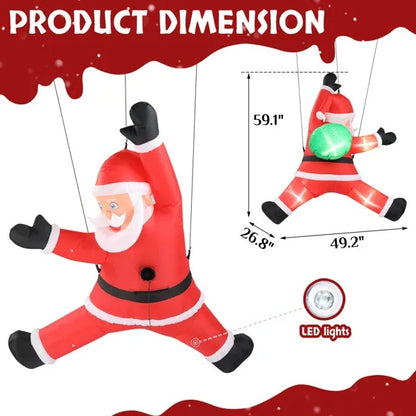 4.9 FT Inflatable Hanging Santa Claus With Gift Bag With Built-in LED