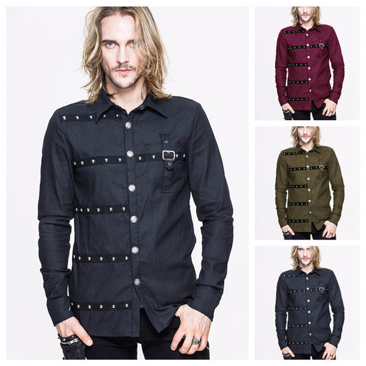 Men's Gothic Style Rivet Long Sleeve Shirt