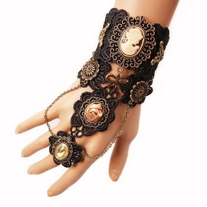 Gothic Steampunk Lace Finger Connect Bracelet