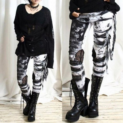 Gothic Mesh Lace-up Leggings