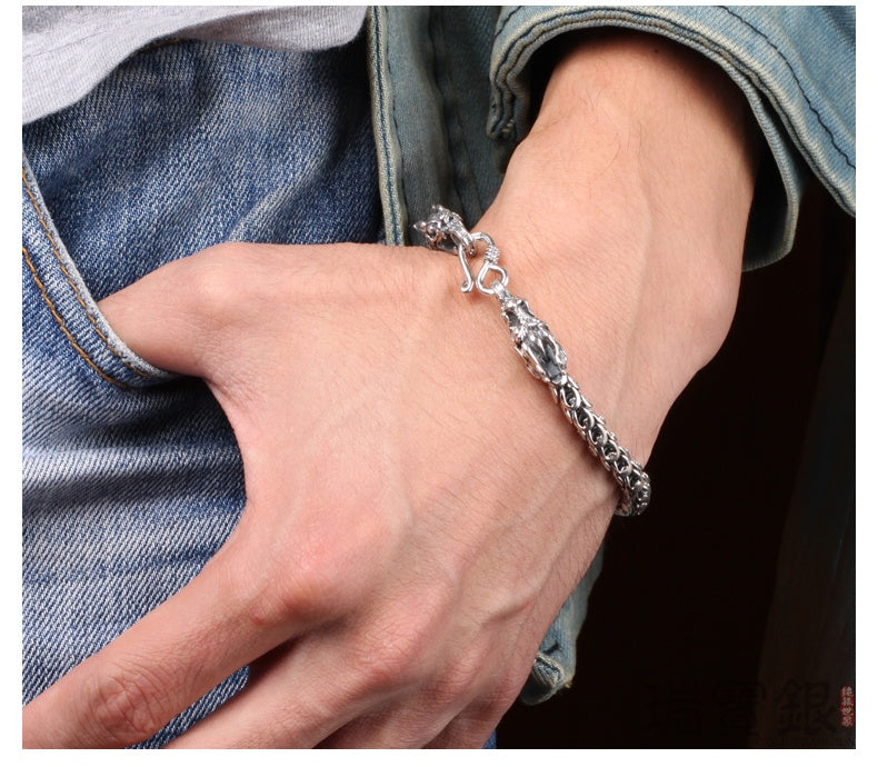 S925 silver bold men's faucet bracelet