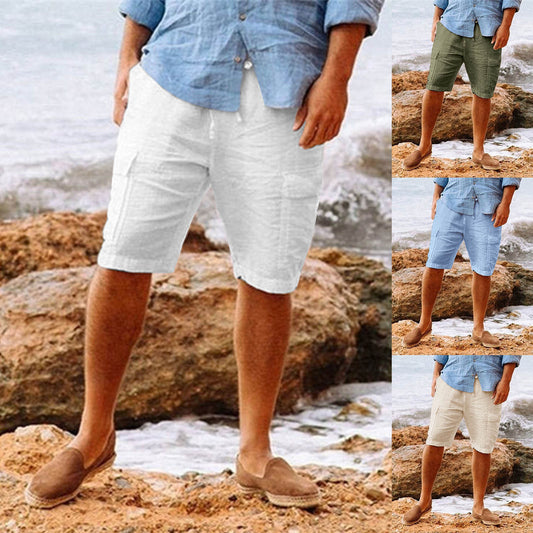 Casual Cotton Linen Multi-pocket Shorts